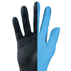 Gant nitrile bleu et noir vendu en gros pour cuisine, traiteur et métiers de bouche