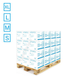 Vente grossiste palette de 320 boites de 100 gants nitrile bleus pour cuisine, traiteur ou médical