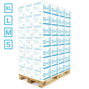 Vente grossiste palette de 840 boites de 100 gants nitrile bleus pour cuisine, traiteur ou médical